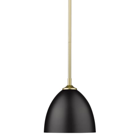 Golden Lighting Zoey 9" Wide Mini Pendant with Black Shade Olympic Gold / Matte Black